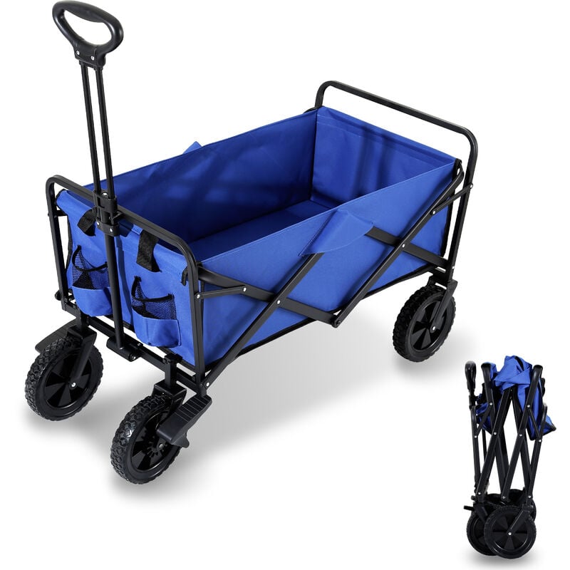 Swanew - Chariot de jardin Chariot de transport pliable Charrette à bras Remorque de transport Chariot Pliant de Plage Chariot à main Bleu - Bleu