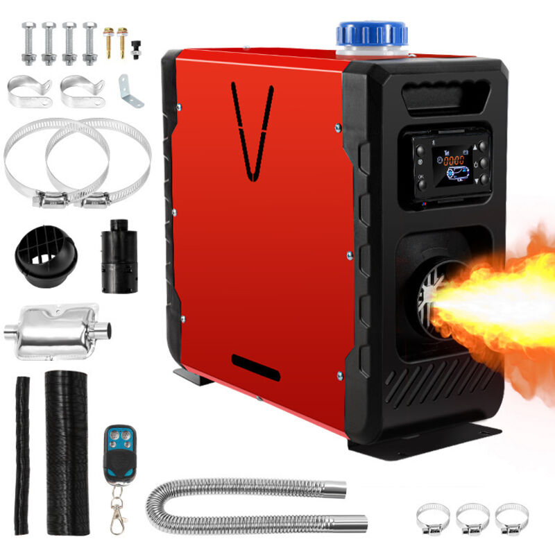 Chauffage Diesel 8kW 12 v Air Diesel Chauffage, Air Heater Avec lcd Télécommande, pour Voiture Camion Bus Bateau, rouge - Swanew