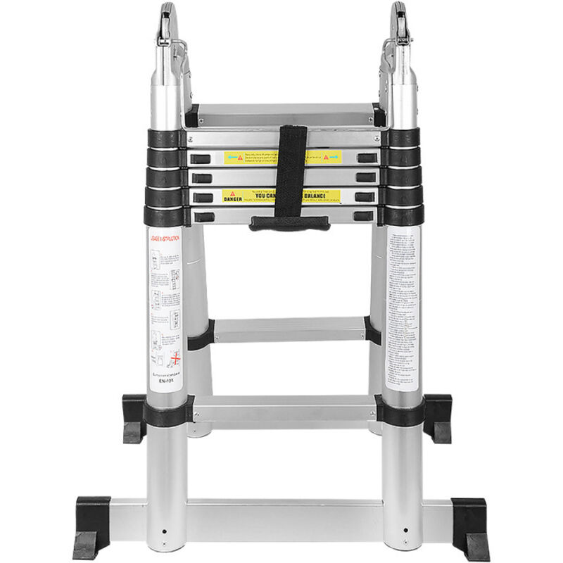 Chelle télescopique, escabeau, échelle polyvalente, échelle pliante jusqu'à 150 kg, échelle multifonctions 1,9 + 1,9 m, 3,8 m - Swanew