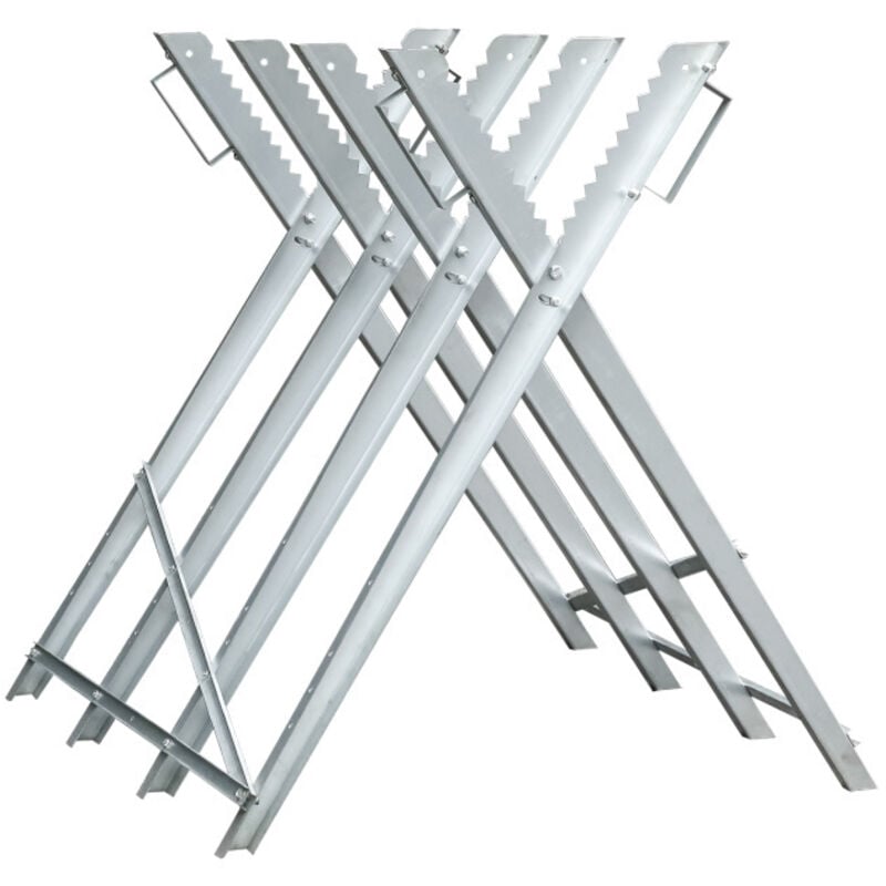 Chevalet de sciage galvanisé réglable avec poignées porte bûche 150kg 4 Supports de train - Swanew