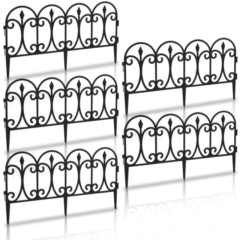 Einfeben 10 pièces Bordure de pelouse Set de clôtures de parterres de fleurs en plastique Palissade de jardin Clôture décorative