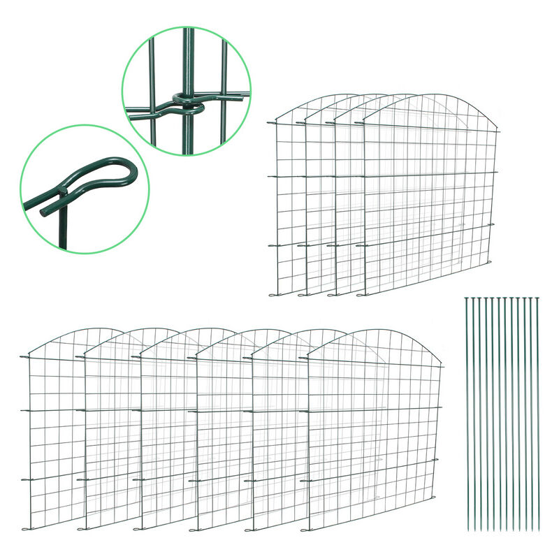 Clôture d'étang Freilingen Clôture de jardin vert Clôture sauvage Clôture à barreaux 22pcs Métal - Swanew