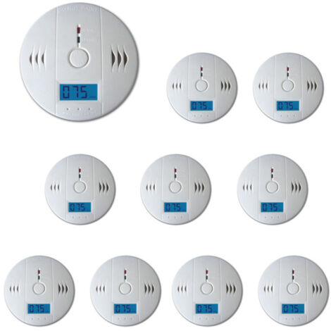 SWANEW CO Melder Alarm 10x Kohlenmonoxid Gasmelder Rauchmelder Gaswarner LCD Anzeige Kohlenmonoxidmelder Brandschutz CO Sensor