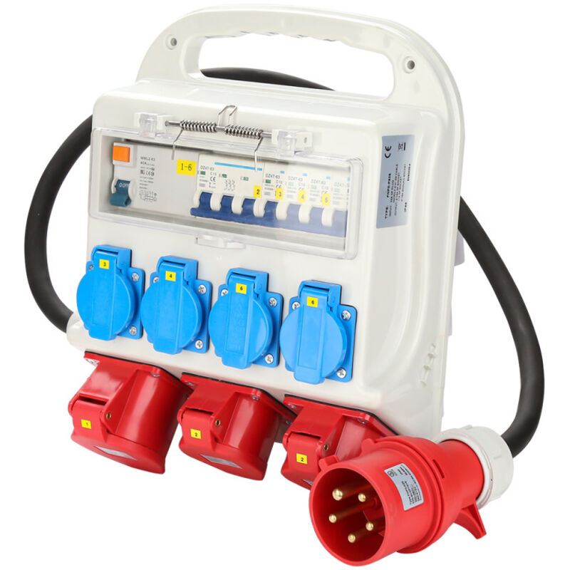 Coffret de Chantier Distributeur de Courant Tableau électrique Monophasé Répartiteur de Courant cee 230V 400V / 16A 32A - Swanew