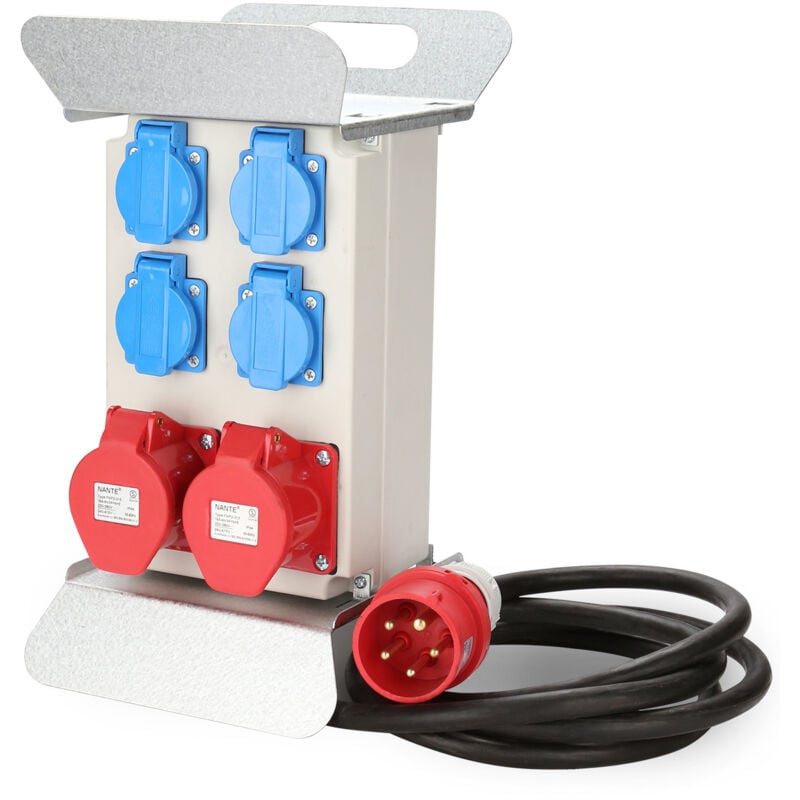 SWANEW Coffret de Chantier Distributeur de Courant Tableau électrique Monophasé Répartiteur de Courant CEE 230V 400V / 16A 32A