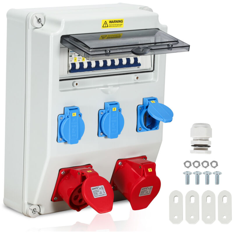 Coffret de Chantier Monophase Repartiteur de Courant Mural Coffret Electrique de Chantier 1X32A 1X16A 3x230V mit ls - Swanew