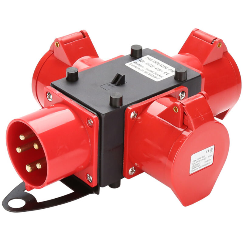 Coffret De Chantier Prise Industrielle cee 32A 3x400V 5 Broches cee IP44 étanche Aux éclaboussures Avec Couvercles De Sécurité - Swanew