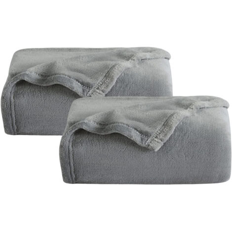 SWANEW Coperta a quadri 2x - Grigio scuro 220x240cm - Morbida e resistente - Tutte le stagioni