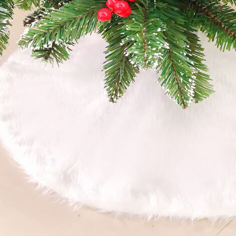SWANEW Coperta dell'albero di Natale Gonne dell'albero di Natale. tappeto bianco di peluche. pelliccia sintetica rotonda per Natale e Capodanno Decorat. 90cm