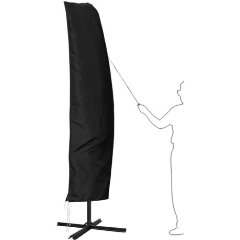 SWANEW Copertura protettiva per ombrellone da giardino 2-4m, 265 x 50 x 70 x 40 cm, con palo, impermeabile e anti-UV, nera.