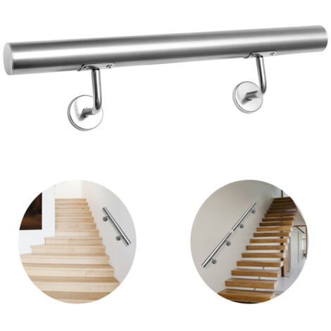 SWANEW Corrimano in acciaio inox 150 cm appoggiamano a parete materiale di montaggio a parete per interni ed esterni