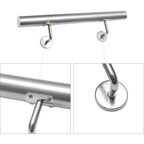 SWANEW Corrimano in acciaio inox V2A per scale - Supporto a parete, scelta 200 cm