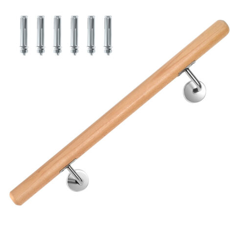 SWANEW Corrimano in faggio 100 cm supporto per balaustra con supporto angolare