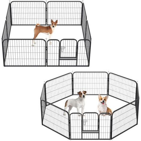 SWANEW Cucciolo Run con tetto con serratura Recinto all'aperto Cucciolo Run nero Playpen