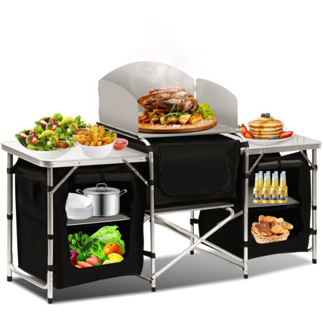 SWANEW Cucina da campeggio 174x104x40cm, mobili da campeggio, mobile da campeggio con telaio in alluminio