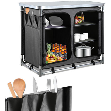 SWANEW Cucina da Campeggio Assemblata con Struttura in Alluminio, 5 Scomparti, Piano d'Appoggio e Borsa per il Trasporto (Tye C, 5 scomparti)