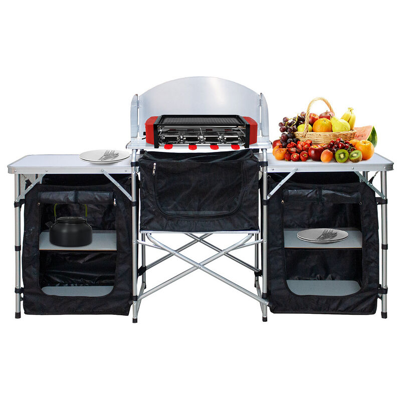 Cuisine de camping 3 compartiments - meuble de rangement cuisine, meuble camping, equipement camping - Swanew