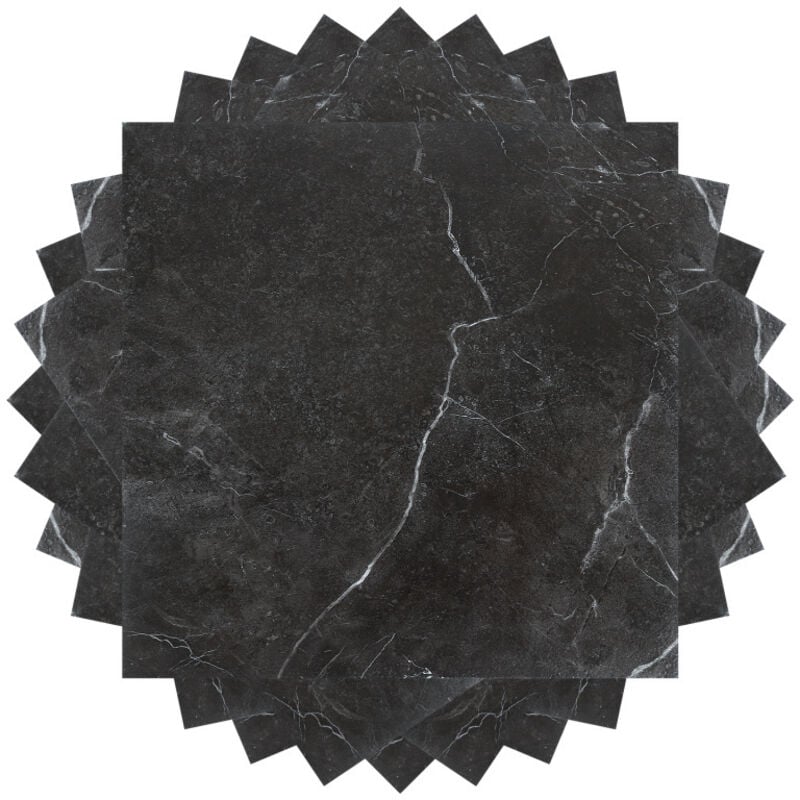 Swanew - Dalles de sol pvc adhésives -1 Boites de 11 dalles vinyle auto-adhésives - Marbre noir - ca.1 m²