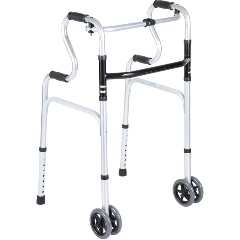 Déambulateur Pliable, 4 Roues, Cadre de marche Pliable en d'aluminium, Réglable en hauteur, antidérapants - Swanew