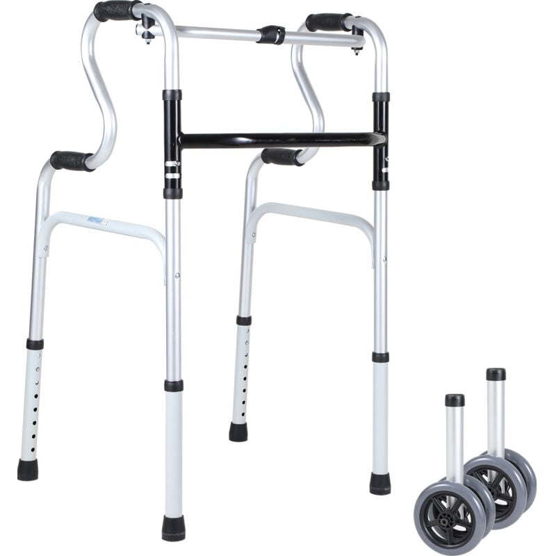 Déambulateurs en d'aluminium, Cadre de marche 4 roues pliable, Hauteur réglable, fixe et réglable, Personnes Âgées - Swanew