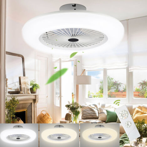 SWANEW Deckenventilator 80w Fernbedienung Timer Dimmbar LED Dimmbar Deckenleuchte Ventilator für Wohnzimmer Runden