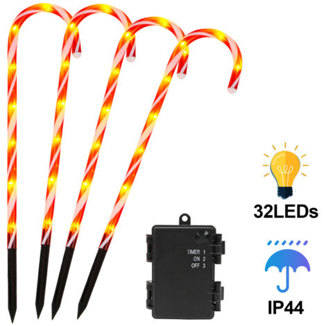 SWANEW Decorazione natalizia luminosa all'aperto, set di 4 lampade a canne di Natale, luci a led per la decorazione del giardino all'aperto