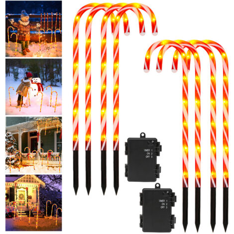 SWANEW Decorazione natalizia luminosa all'aperto, set di 8 lampade a canne di Natale, luci a led per la decorazione del giardino all'aperto