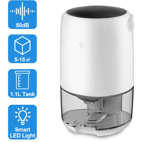 SWANEW Deumidificatore d'aria elettrico 450 ML/giorno serbatoio d'acqua 1100ML. deumidificatore d'aria silenzioso portatile (450ML - 15㎡)