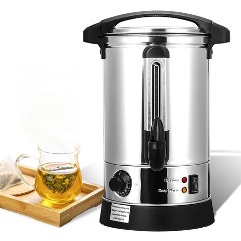 SWANEW Distributeur de Boisson Chaudes 1500W,Chaudière à eau 8L 40 Tasses,Marmite à Vin Chaud en Inox,Thermostat