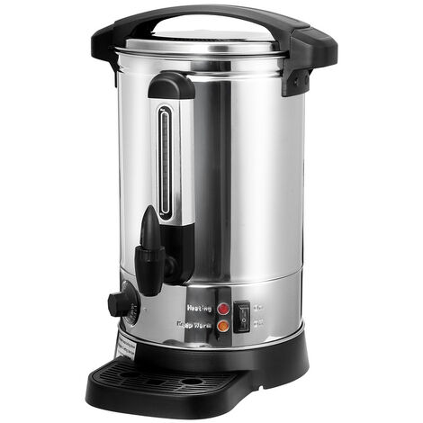 SWANEW Distributeur de Boisson Chaudes 1500W,Chaudière à eau 8L ,Marmite à Vin Chaud en Inox,Thé Café Soupe Dispositif de réchauffement,Thermostat ,Réglage de la température 30-110°C, argentés - Argent