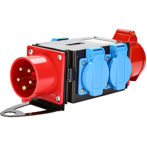 SWANEW Distributore di corrente per edilizia Distributore CEE Presa di corrente IP44 per cantiere 1 x CEE 400V / 16A, 3 x 230V（Schuko）