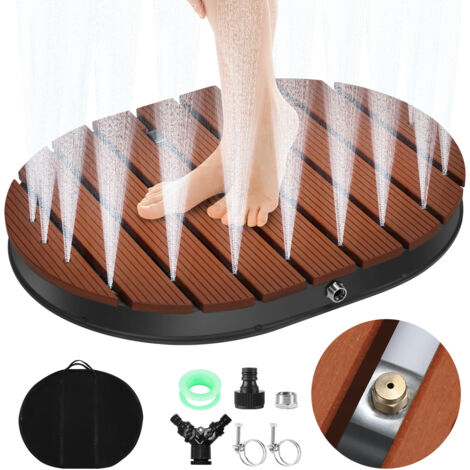 SWANEW Docce da giardino con fontane fino a 4 metri di altezza Docce a pavimento antiscivolo su rotelle Resistenti alle intemperie Docce da campeggio in legno