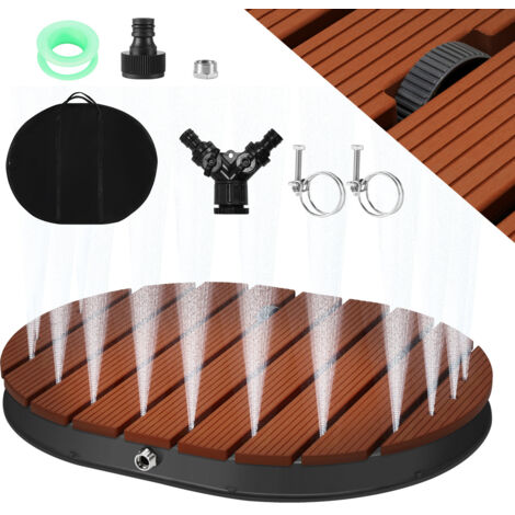 SWANEW Doccia da giardino Doccia a pavimento in WPC Doccia da esterno Doccia per sauna Doccia da campeggio 71x55 cm Fontana regolabile in altezza fino a 4 m Marrone