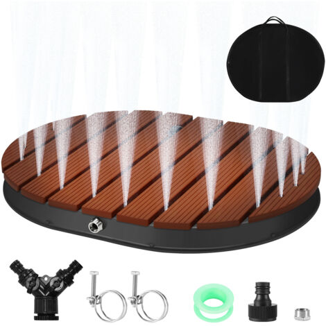SWANEW Doccia da giardino Doccia a pavimento in WPC Doccia da esterno Doccia per sauna Doccia da campeggio 71x55 cm Fontana regolabile in altezza fino a 4 m Marrone