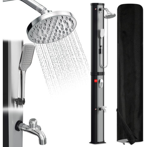 SWANEW Doccia solare da esterno Doccia solare per piscina Doccia solare da giardino 60L Argento con copertura protettiva e doccetta