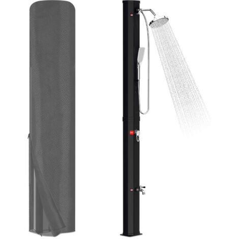 SWANEW Doccia solare nera da 35L con doccetta, soffione rotondo, doccia a pedale, ferramenta di montaggio e copertura