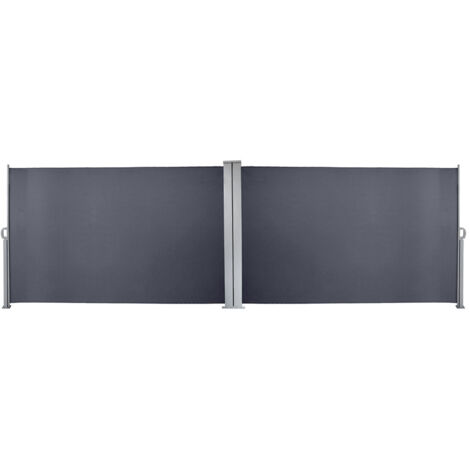 SWANEW Doppi tende da sole laterale estesibile 180x600 cm Protezione in alluminio Protezione del vento Protezione solare Sun Rullo Grigio cieco