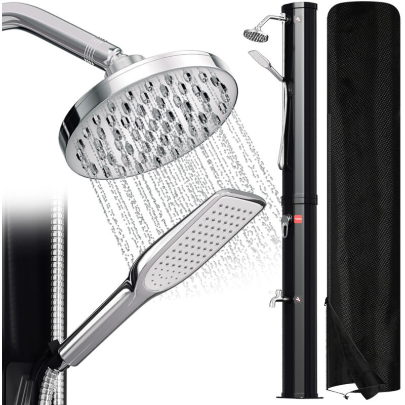 Douche solaire 40L Avec couvercle de protection avec douchette pression max.3,5 bar Noir - Swanew