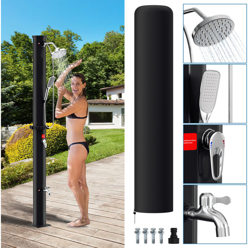 Douche solaire avec douche de pied douche d'été douche de piscine douche de jardin douchette 20L avec protection contre la pluie et douchette - Swanew