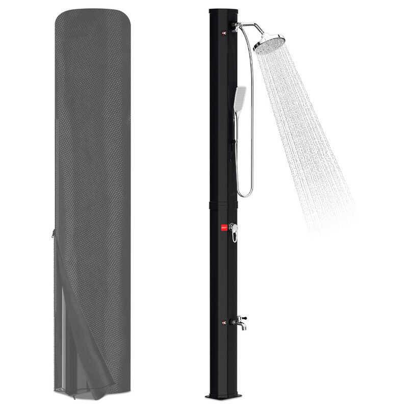 Swanew - Douche solaire de jardin - pomme de douche ronde,douchette intégrée, matériel montage & housse, Noir, 35L