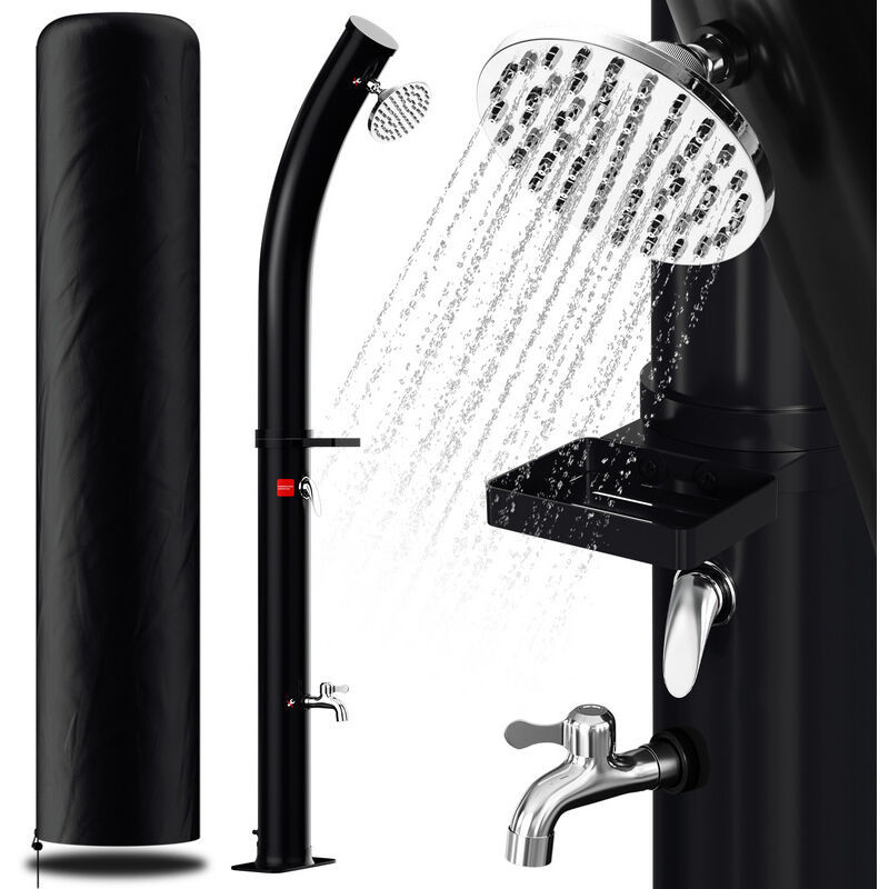Douche solaire de jardin - pomme de douche ronde,Courbée, douche de piscine extérieure, avec housse protection, 20L, 220 cm - Swanew