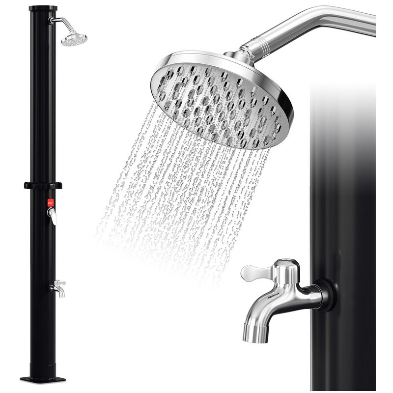 Douche solaire de jardin - pomme de douche ronde,douche à pied, montage inclus, 20L, 220 cm - Swanew