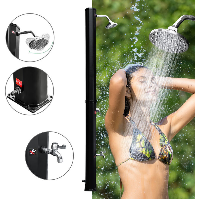 Swanew - Douche solaire Douche de Piscine Extérieur pour extérieur,Piscine 35L Avec couvercle de protection Noir