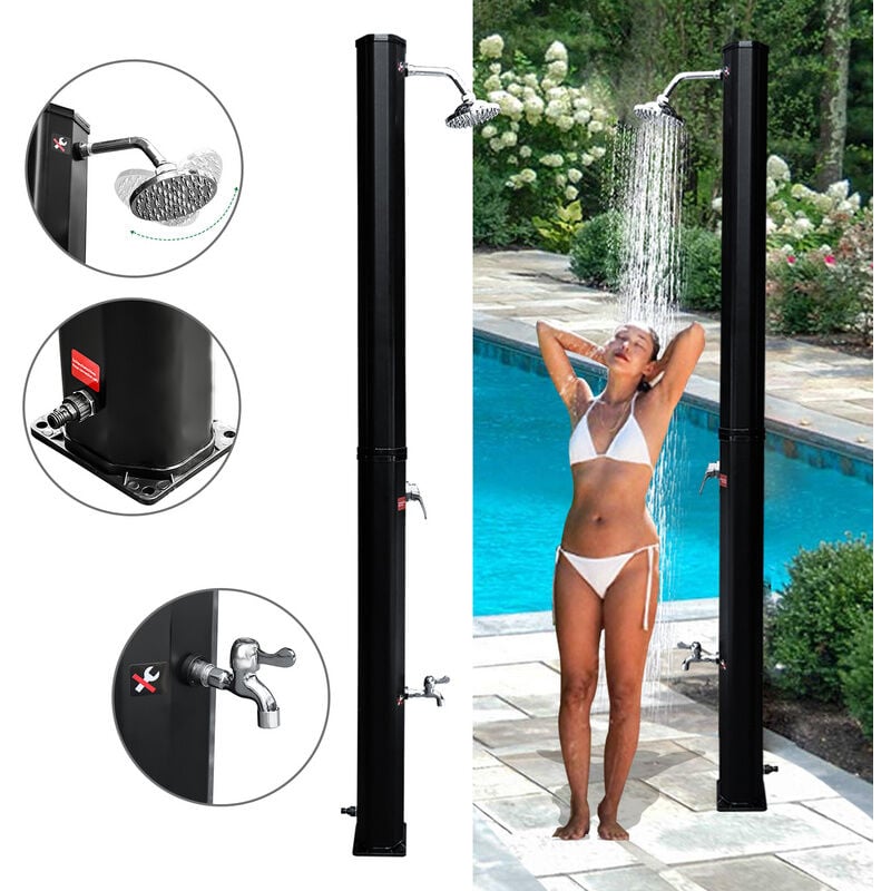 Douche solaire pour piscine. terrasse et jardin Température Réglables 35L Avec couvercle de protection Noir - Swanew