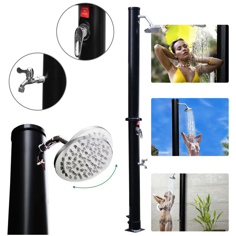 Swanew - Douche solaire température de l'eau jusqu'à 60°C pression max 3,5 bar 20L Sans couvercle de protection Noir