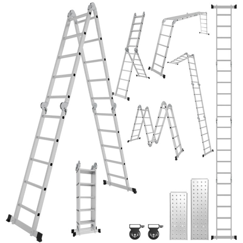 Echelle pliante Echelle multifonctionnelle Echelle télescopique 4x5 582cm Echelle d'appui Echelle domestique Echelle en aluminium - Swanew