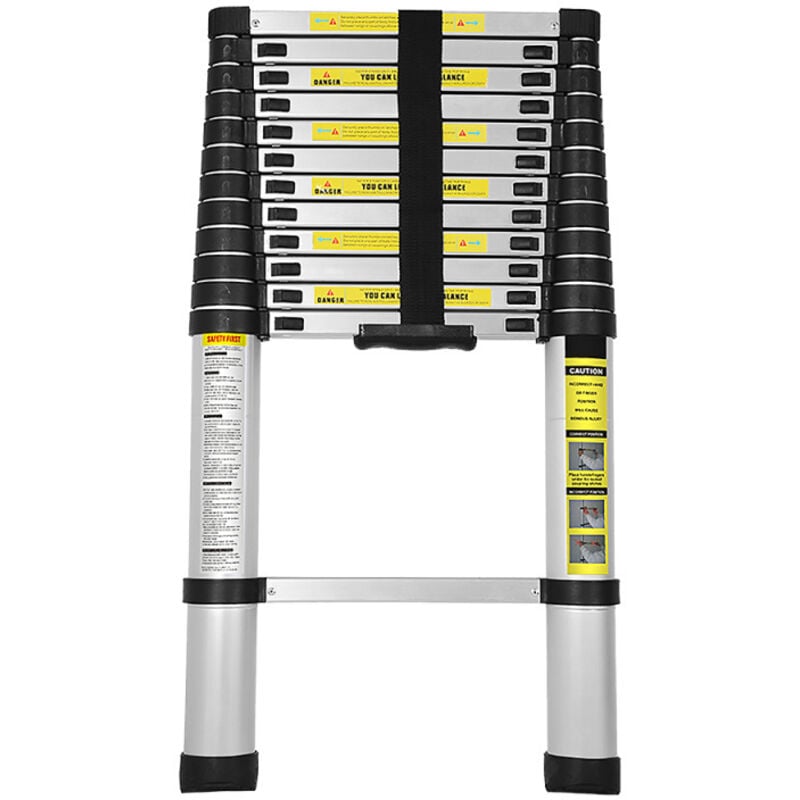 Swanew - Echelle Télescopique jusqu'à 150 kg Escabeau stable en aluminium 3,8 m