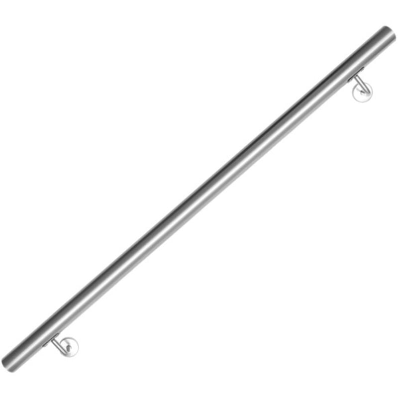 Swanew - Main courante en acier inoxydable Rampe d'escalier Support mural Dispositif de fixation Escaliers Acier affiné 110cm