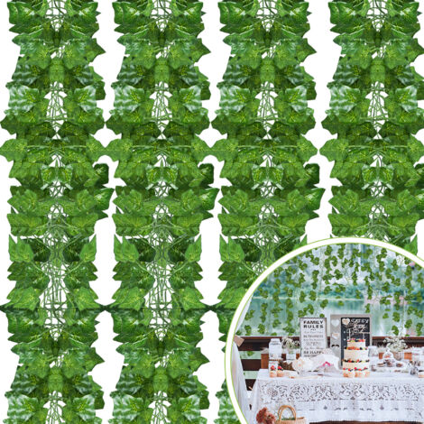 SWANEW Edera artificiale 12pz - l. 2,4m - Siepe artificiale - Ghirlanda di edera artificiale - Decorazione da giardino