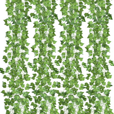 SWANEW Edera artificiale 48pz - l. 2,4m - Siepe artificiale - Ghirlanda di edera artificiale - Decorazione giardino